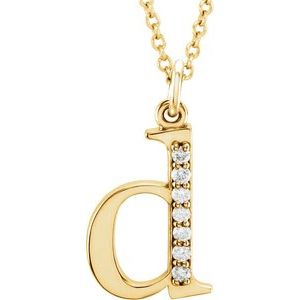 14K Yellow .03 CTW Diamond Lowercase Initial d 16" Necklace