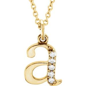 14K Yellow .025 CTW Diamond Lowercase Initial a 16" Necklace