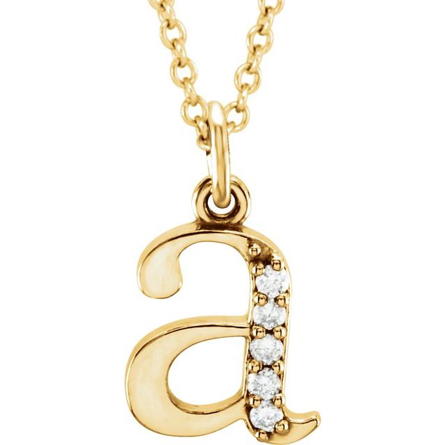 14K Yellow .025 CTW Natural Diamond Lowercase Initial A 16