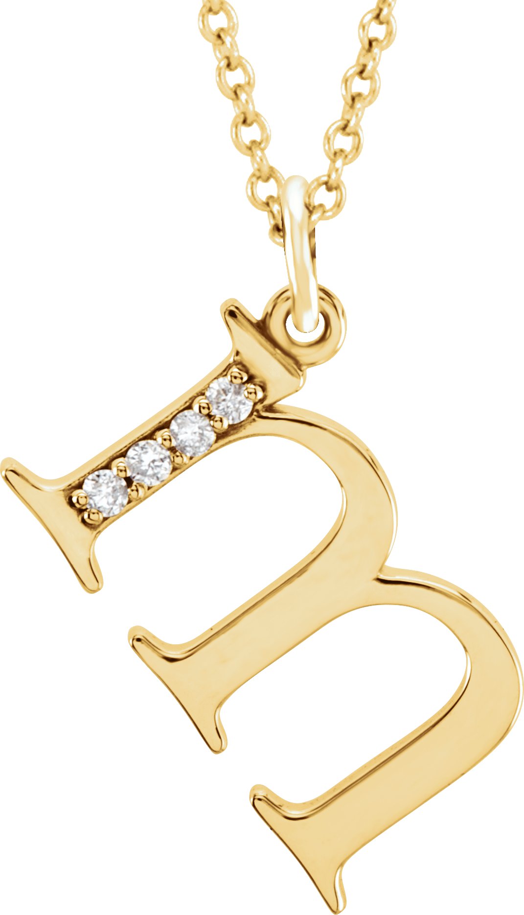 14K Yellow .02 CTW Natural Diamond Lowercase Initial M 16" Necklace