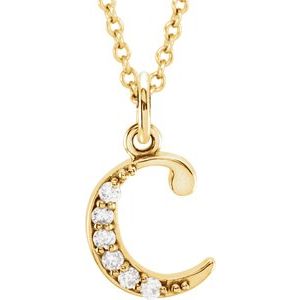 14K Yellow .03 CTW Natural Diamond Lowercase Initial C 16" Necklace