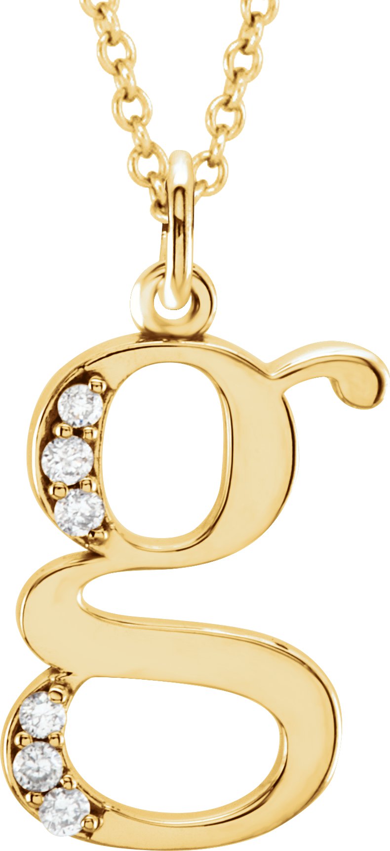 14K Yellow .025 CTW Natural Diamond Lowercase Initial G 16" Necklace