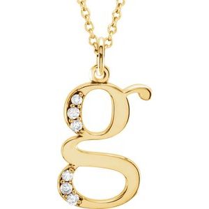 14K Yellow .025 CTW Natural Diamond Lowercase Initial G 16" Necklace