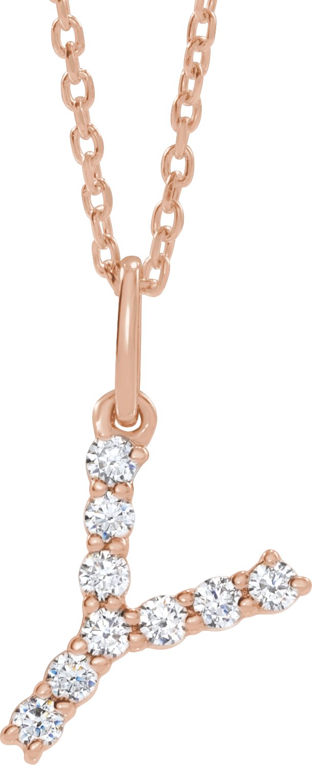 14K Rose 1/6 CTW Lab-Grown Diamond Initial Y 16-18