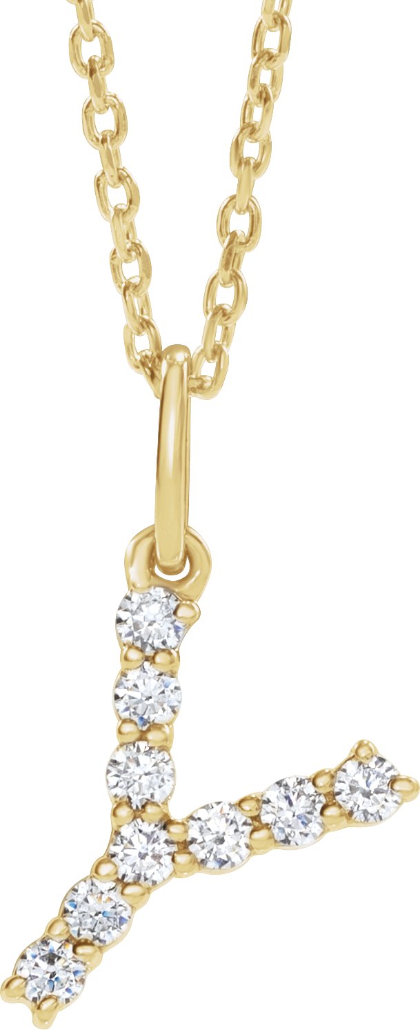 14K Yellow 1/6 CTW Lab-Grown Diamond Initial Y 16-18