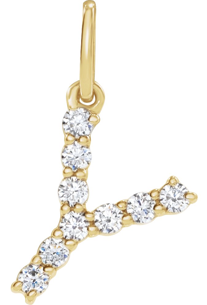 14K Yellow 1/6 CTW Lab-Grown Diamond Initial Y Pendant