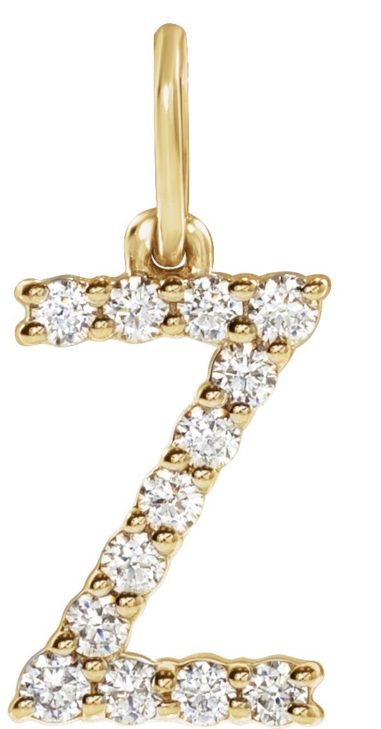 14K Yellow 1/5 CTW Lab-Grown Diamond Initial Z Pendant