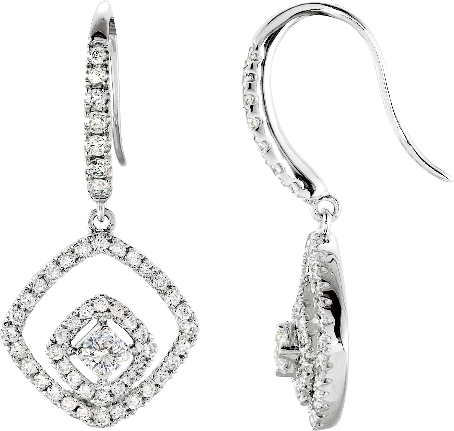 14K White 3/4 CTW Diamond Earrings