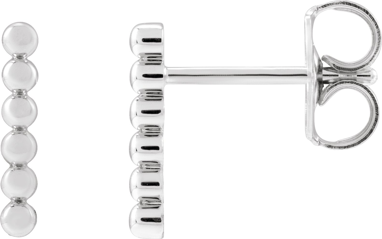 Sterling Silver 9.5 mm Beaded Bar Earrings