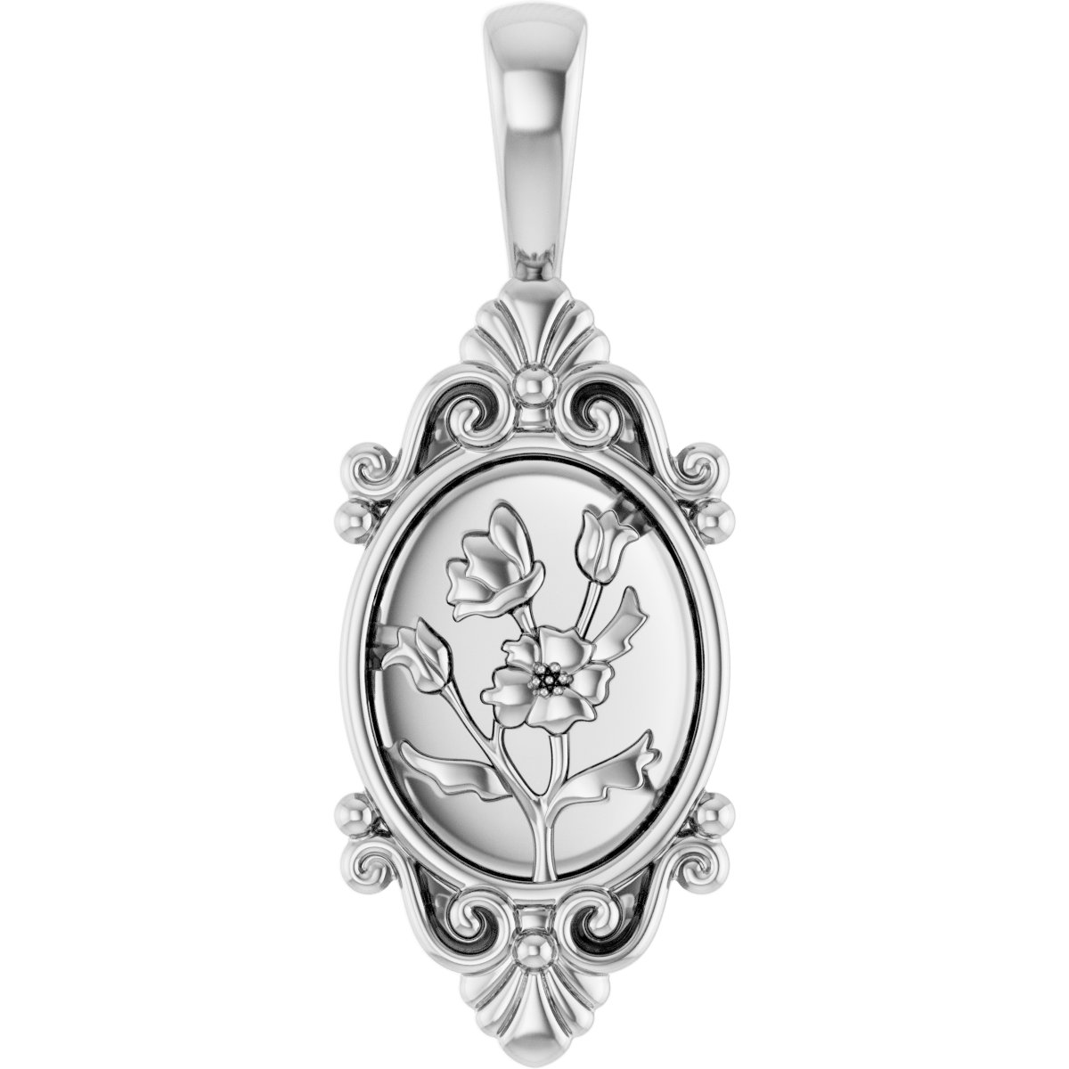 Sterling Silver Vintage-Inspired Floral Pendant