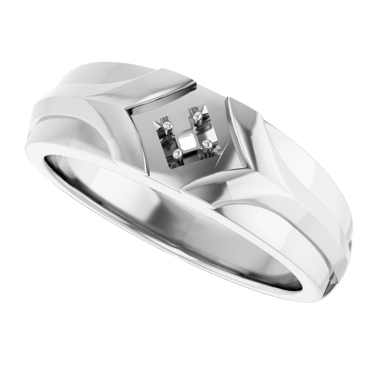 3 mm Asscher Mens Band Mounting view 5