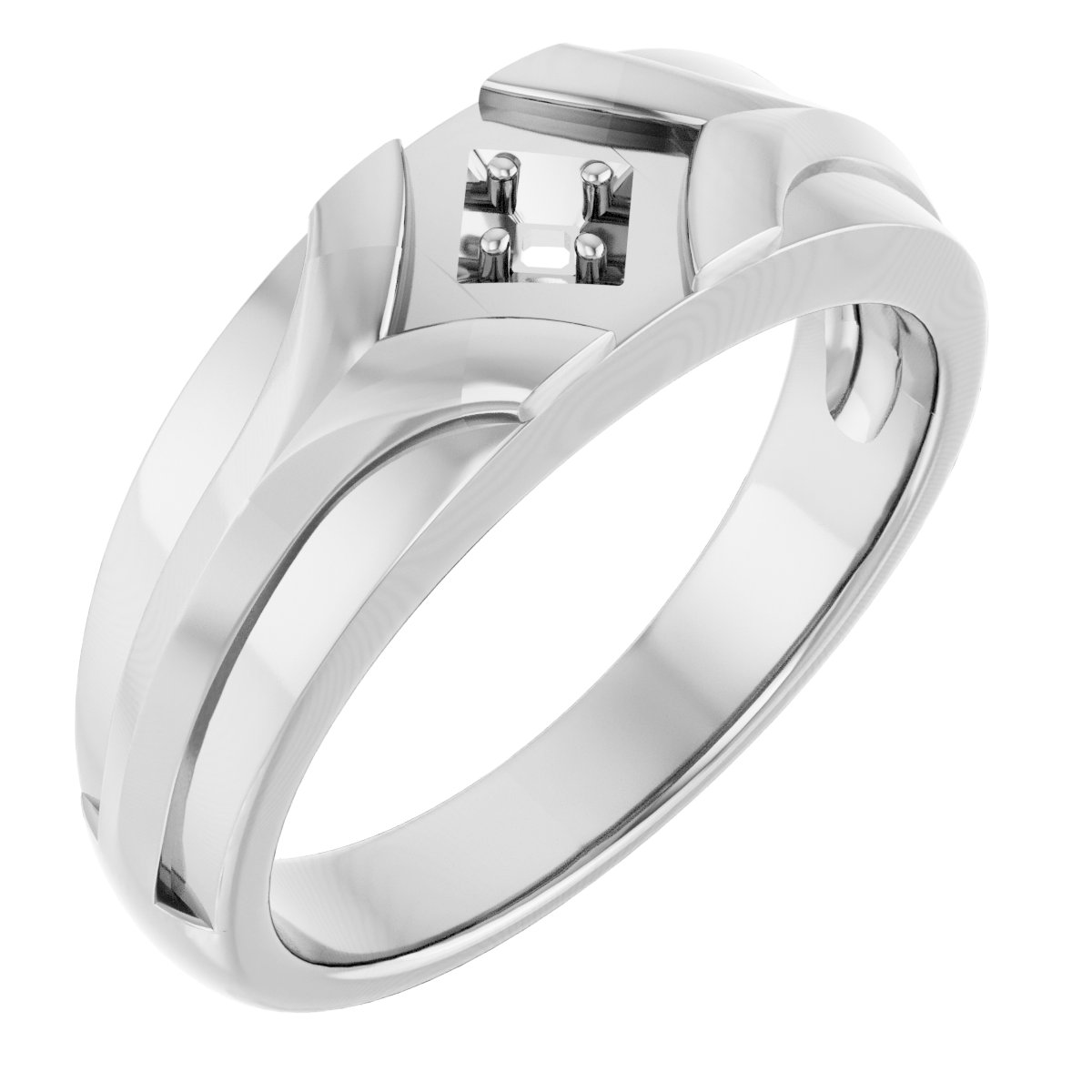 3 mm Asscher Mens Band Mounting