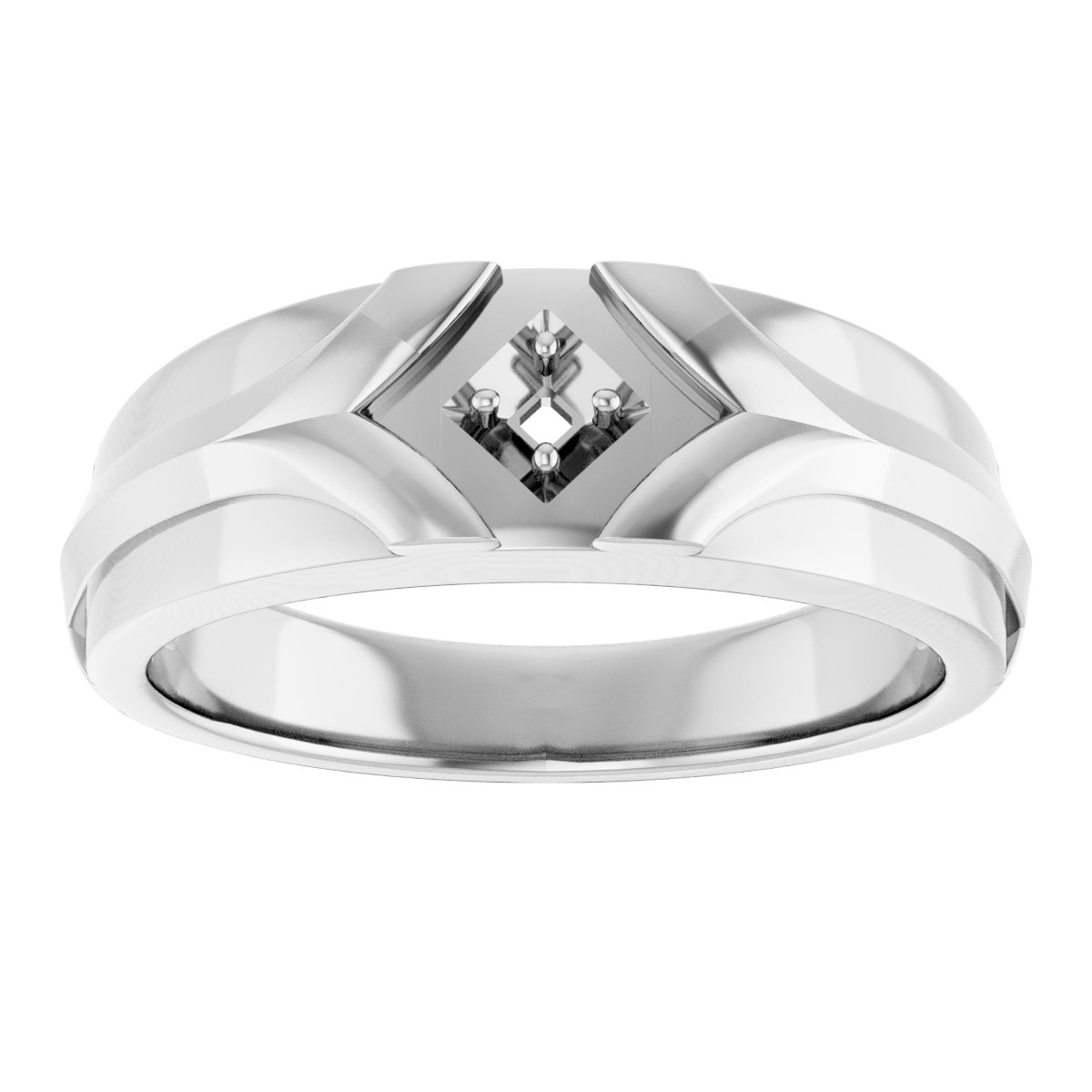 3 mm Asscher Mens Band Mounting view 3