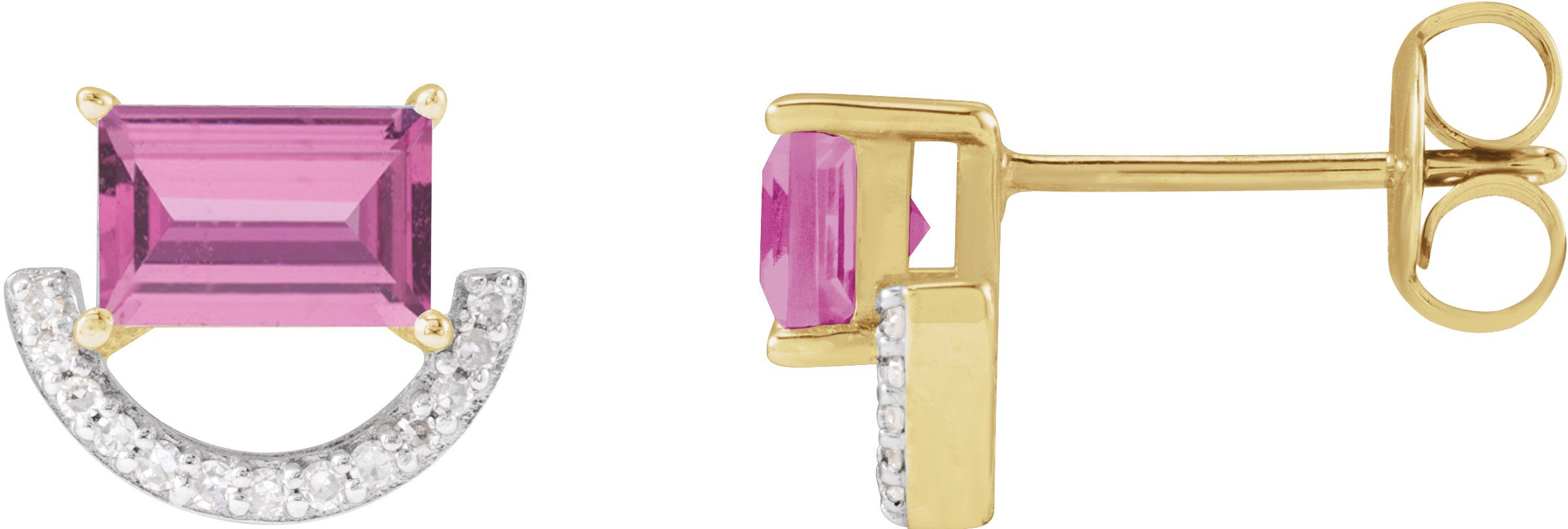 Rhodium-Plated 14K Yellow Imitation Pink Sapphire & 3/4 CTW Natural Diamond Earrings