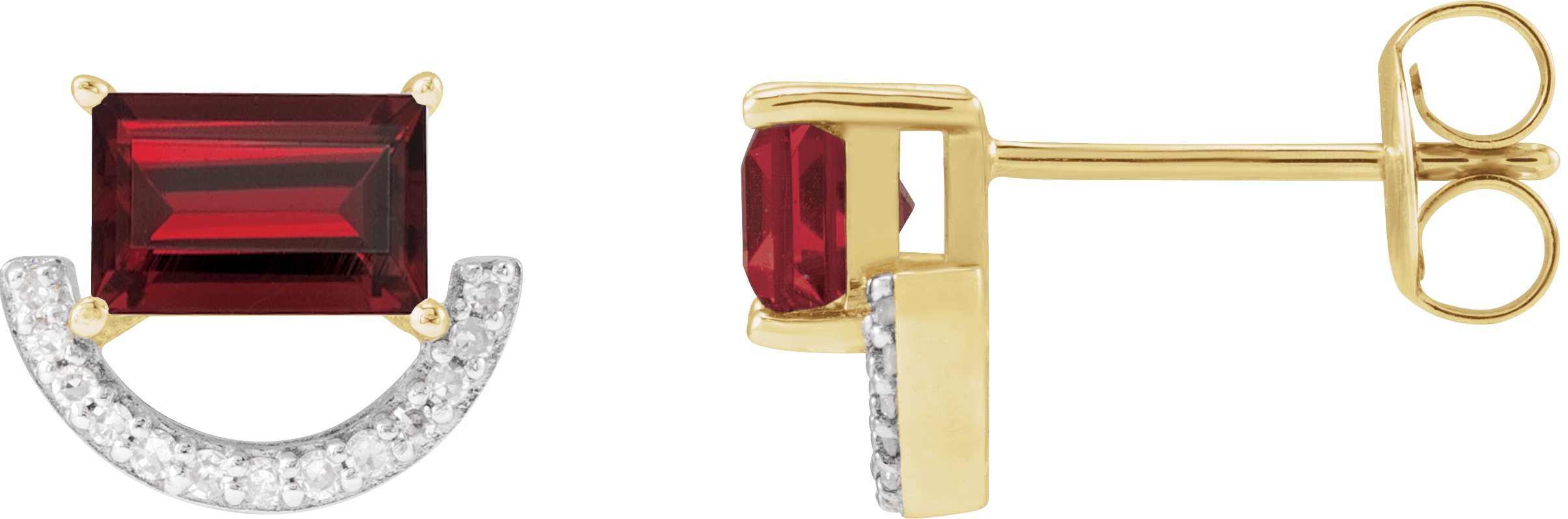 Rhodium-Plated 14K Yellow Natural Mozambique Garnet & 3/4 CTW Natural Diamond Earrings