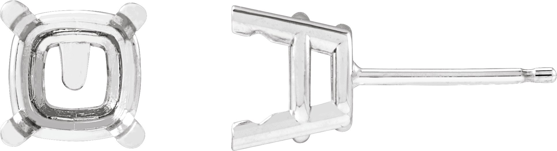 Cushion 4-Prong Pre-Notched Earrings