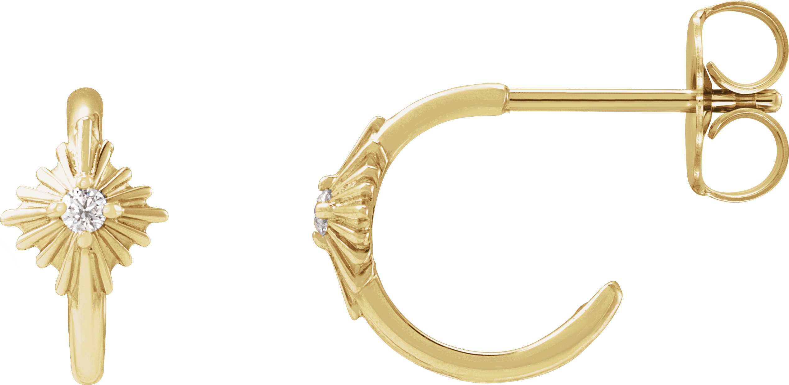 14K Yellow .03 CTW Natural Diamond 10 mm Star Hoop Earrings