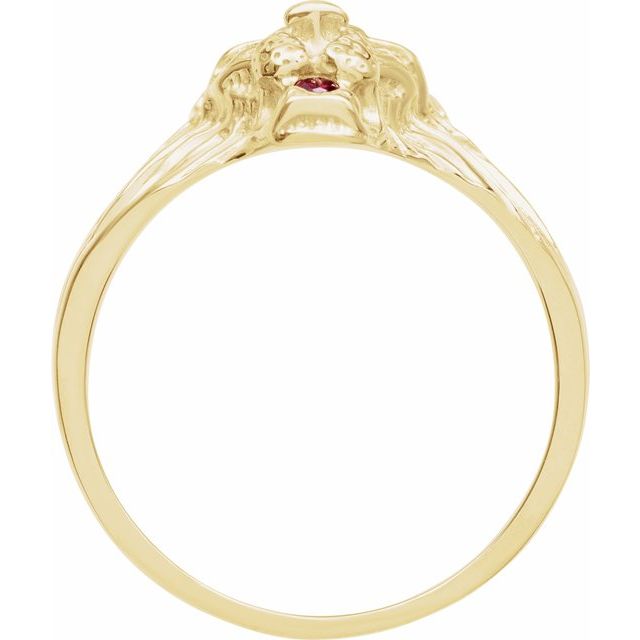 14K Yellow .06 CTW Natural Diamond & Natural Ruby Lion Head Ring