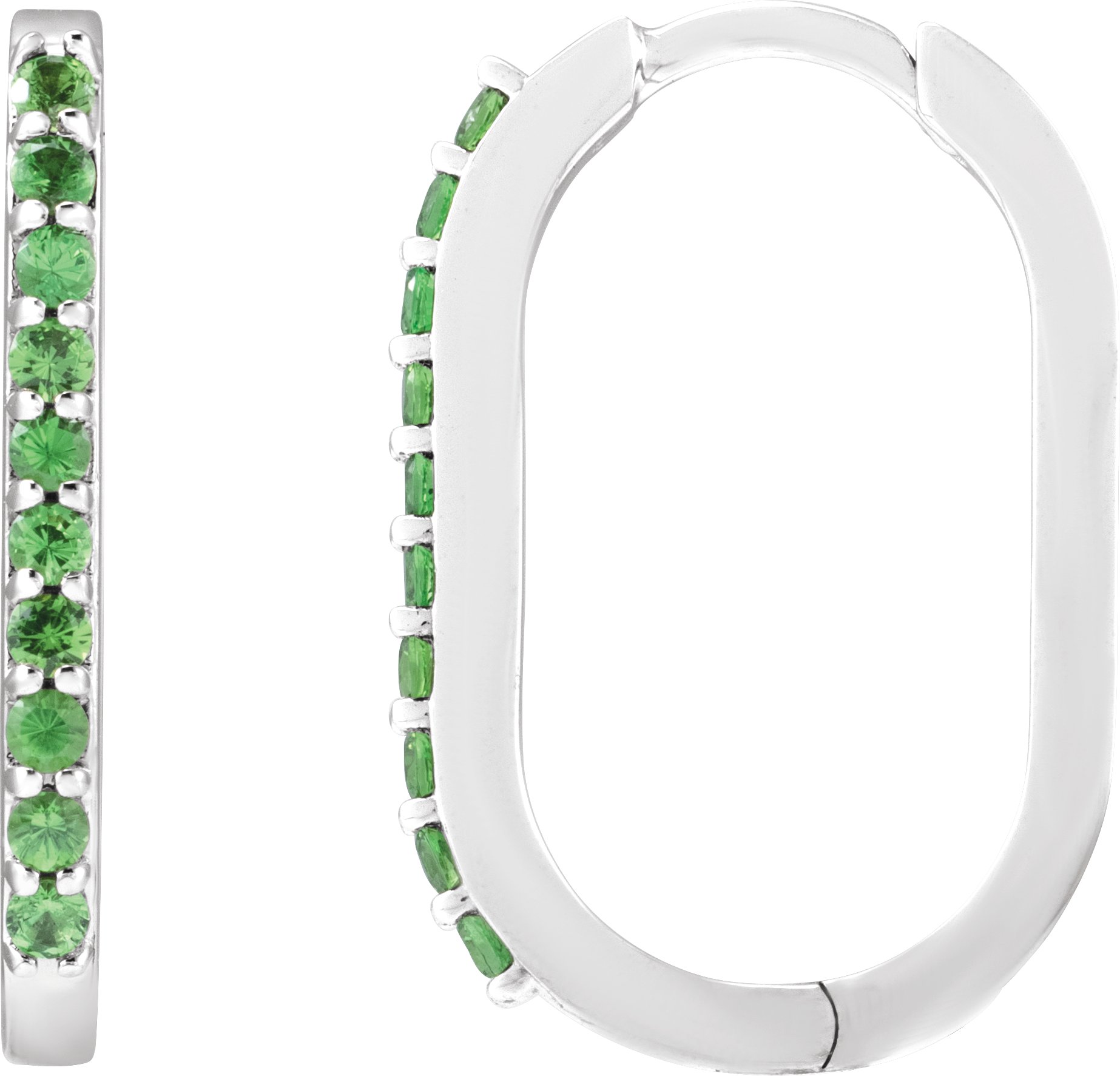 Sterling Silver 20 mm Natural Tsavorite Garnet Hoop Earrings