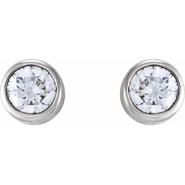 14K White .04 CT Natural Diamond Earring
