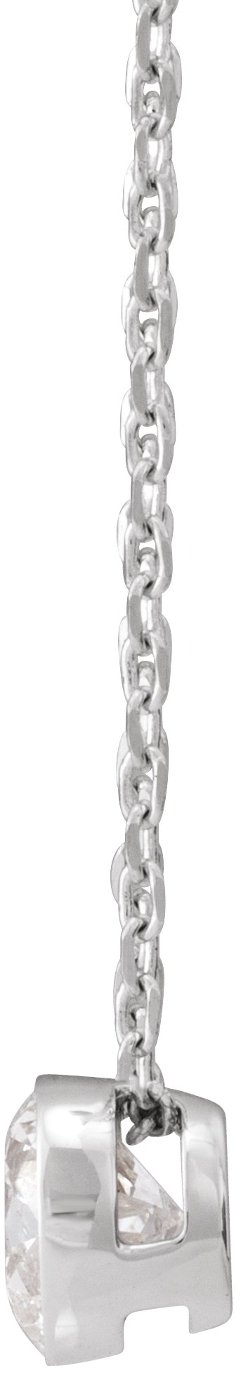 Alternative view of 1/2 CTW Natural Diamond Ultra-Lightweight Solitaire Adjustable Necklace – 14K White Gold