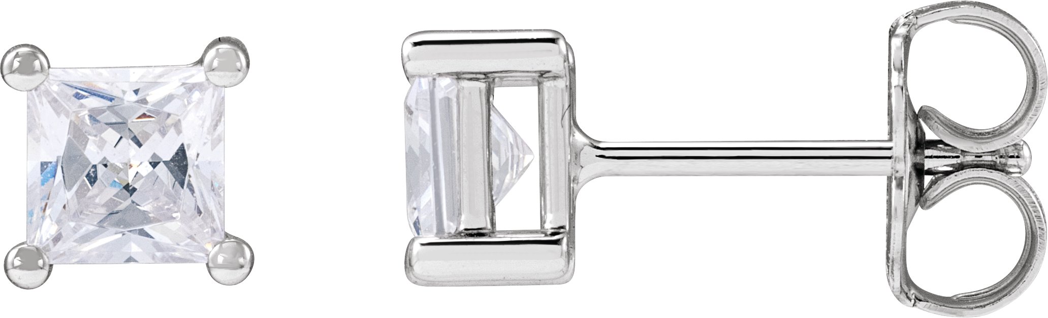 14K White 3.9 mm Square 3/4 CTW Lab-Grown Diamond Earrings