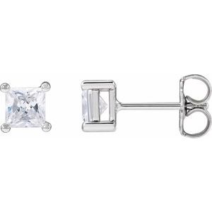 14K White 3.9 mm Square 3/4 CTW Lab-Grown Diamond Earrings