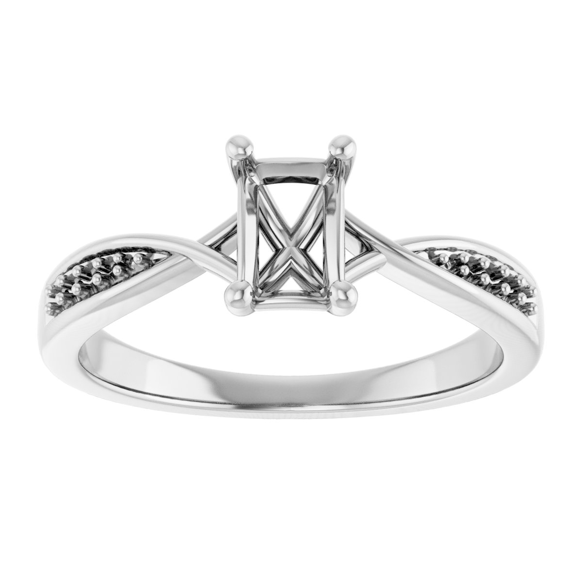 9x7 mm Emerald Ring Mounting view 3