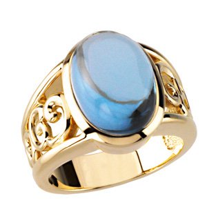 Scroll Design Ring Mouting for Oval Cab Gemstone