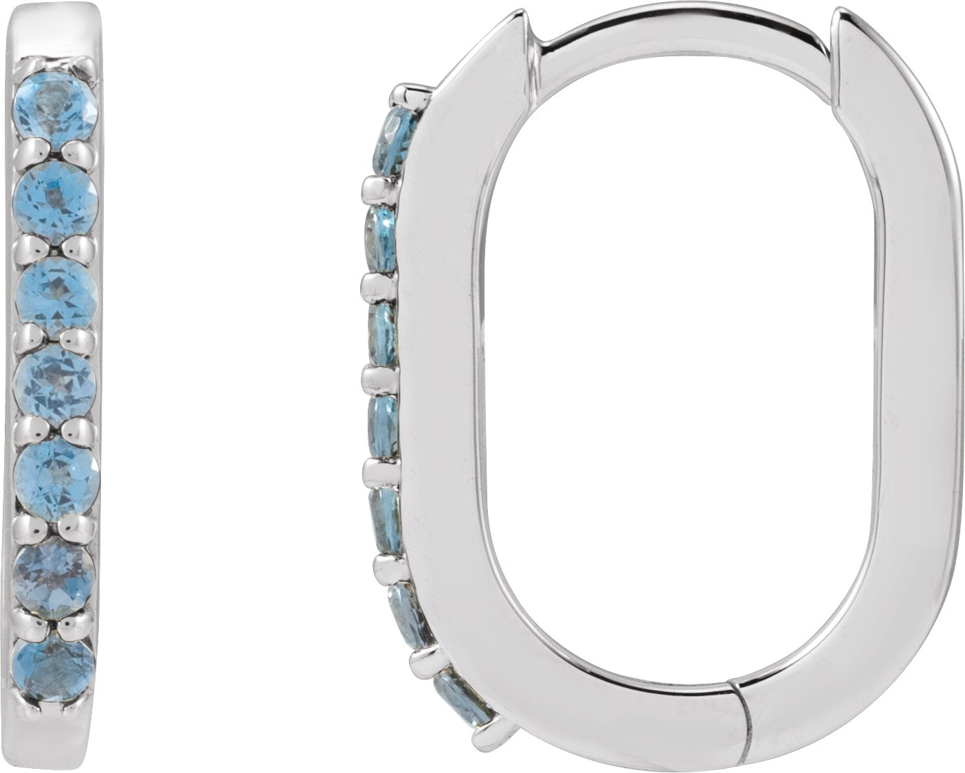 14K White 14 mm Natural London Blue Topaz Hoop Earrings