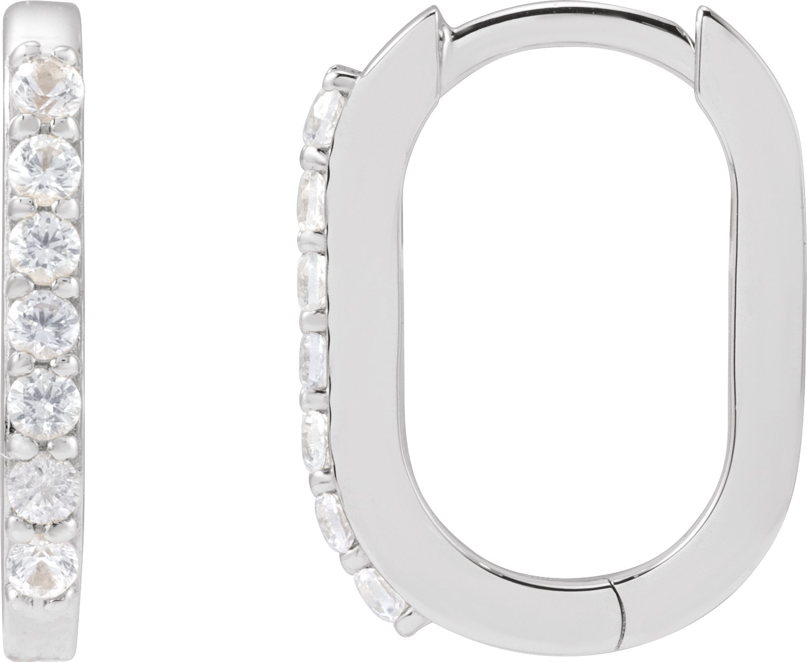 Platinum 14 mm Natural White Sapphire Hoop Earrings