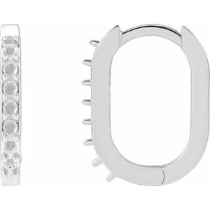 Platinum 1.5 mm Round 14 mm Accented Hoop Earring