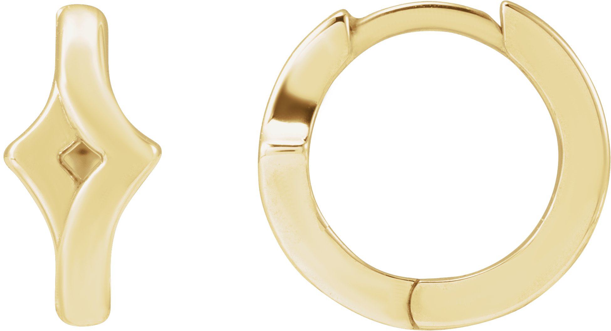 14K Yellow Geometric Right 12 mm Huge Hoop Earring
