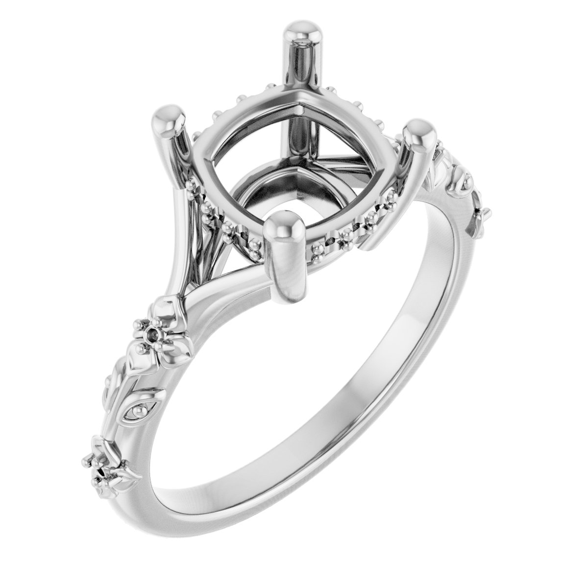 Accented Floral Engagement Ring