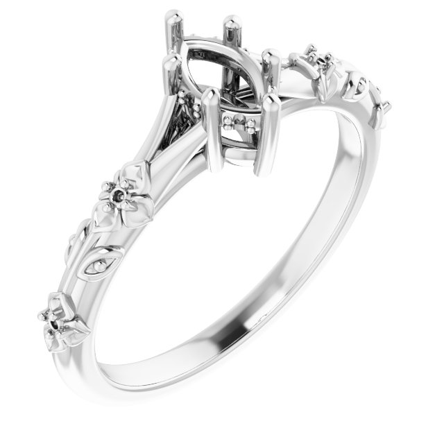 Accented Floral Engagement Ring