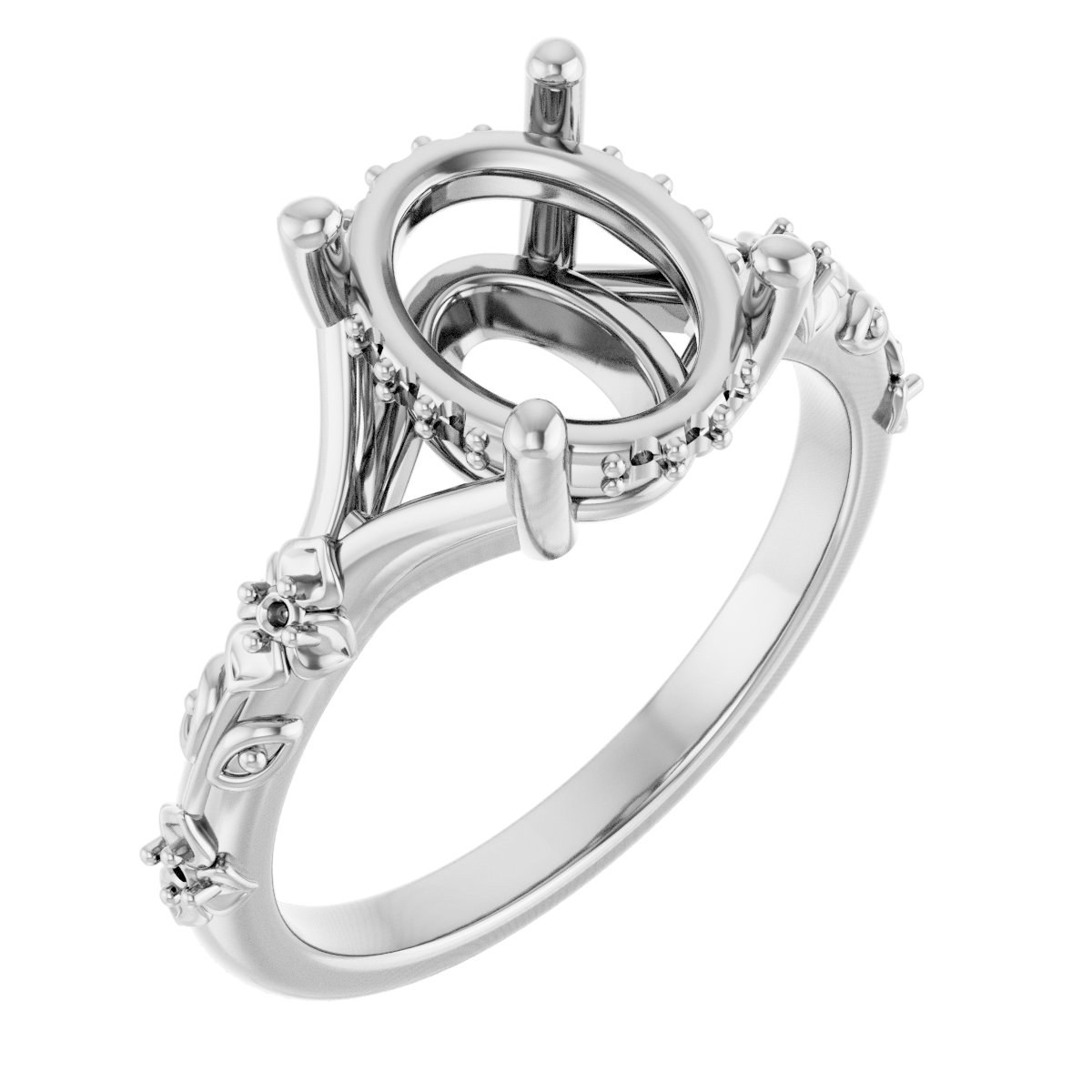 Accented Floral Engagement Ring