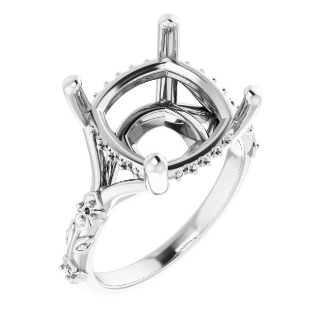 Accented Floral Engagement Ring