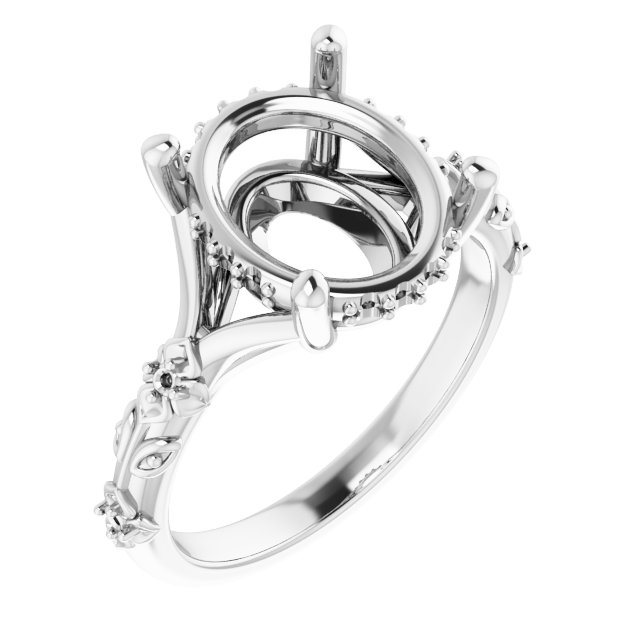 Accented Floral Engagement Ring