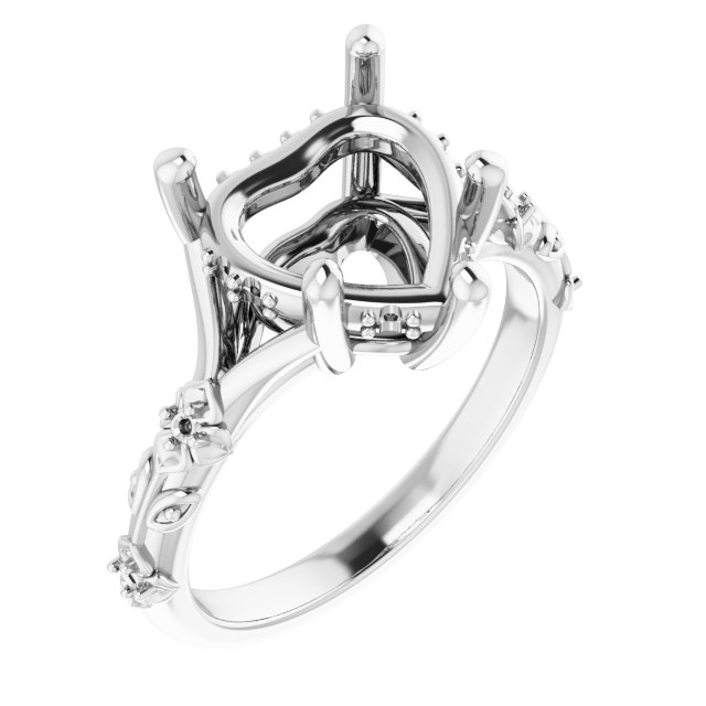 Accented Floral Engagement Ring