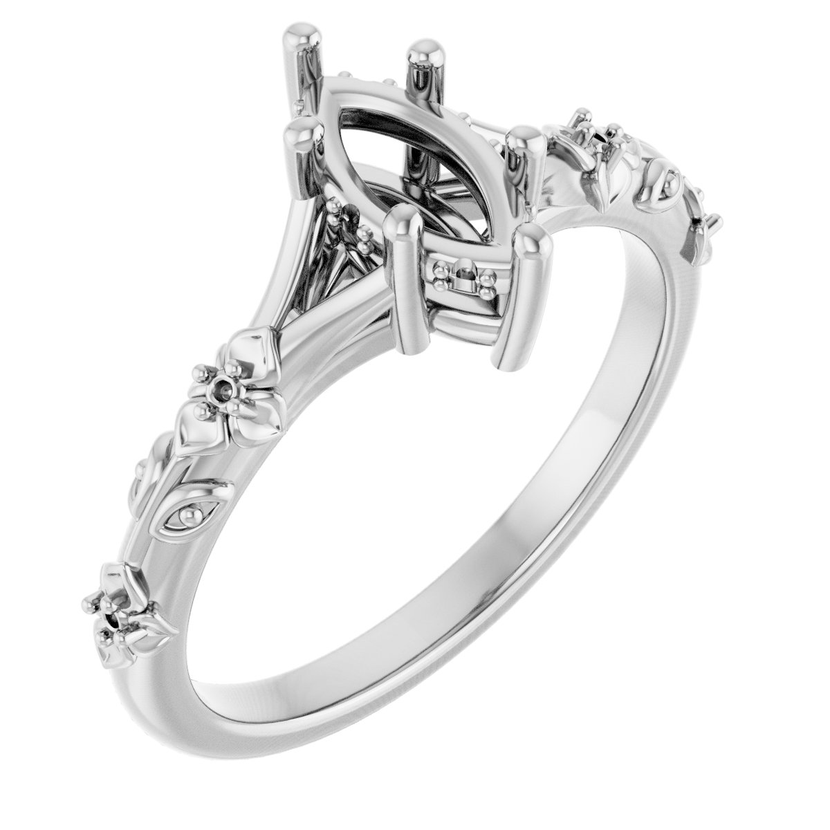 Accented Floral Engagement Ring