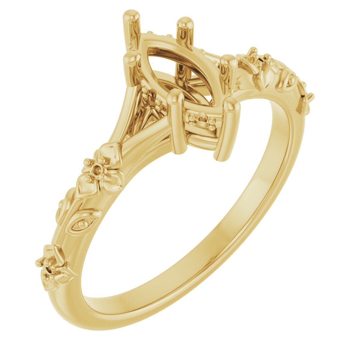 Accented Floral Engagement Ring