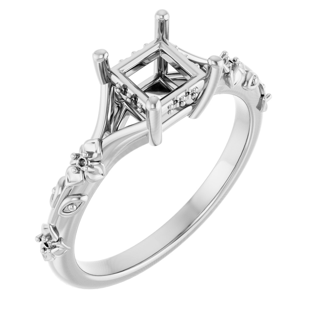 Accented Floral Engagement Ring