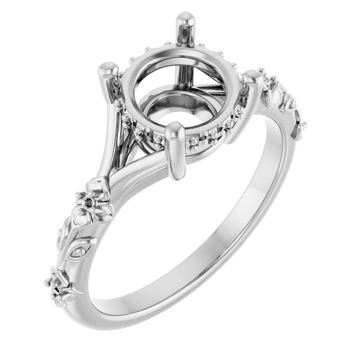 Accented Floral Engagement Ring
