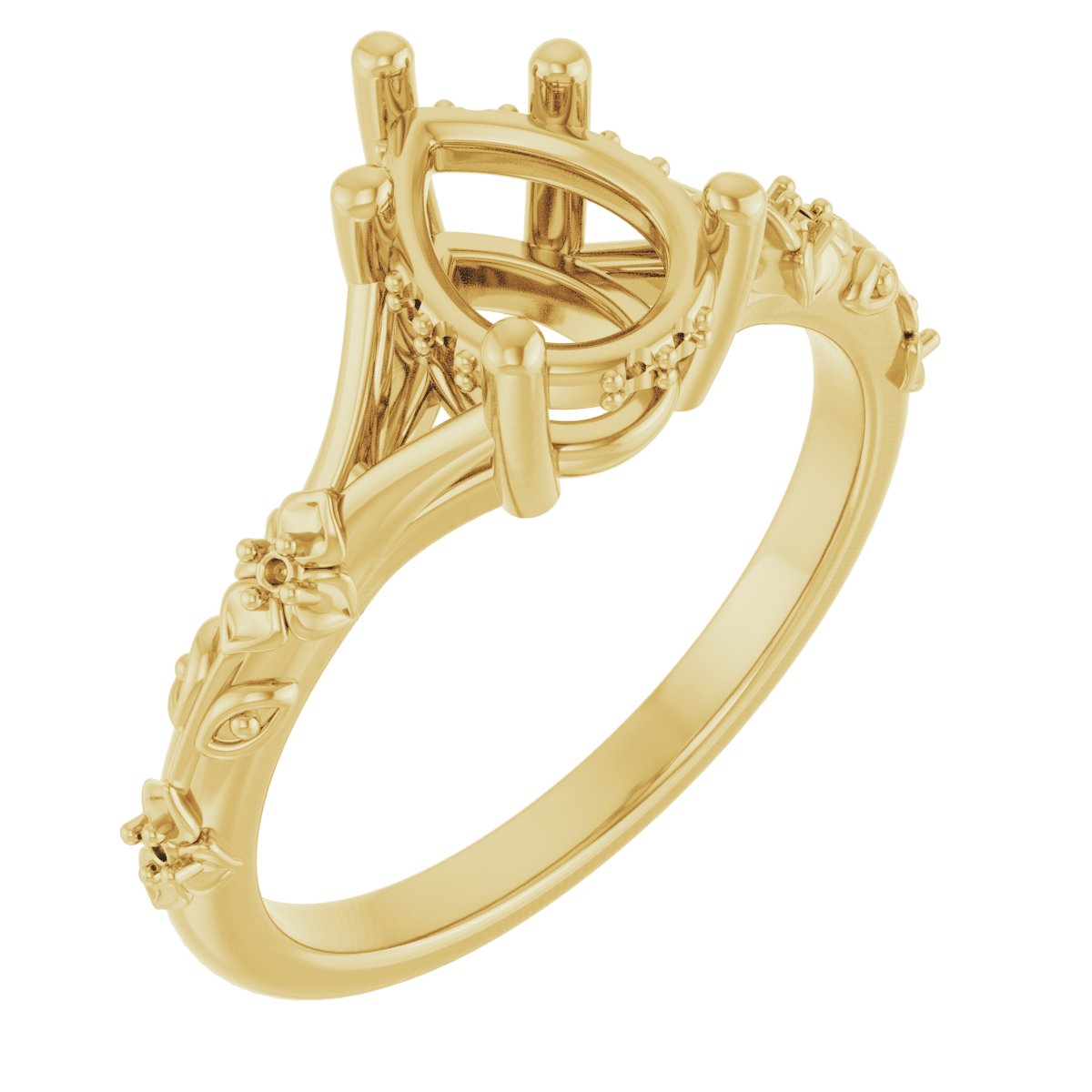 Accented Floral Engagement Ring