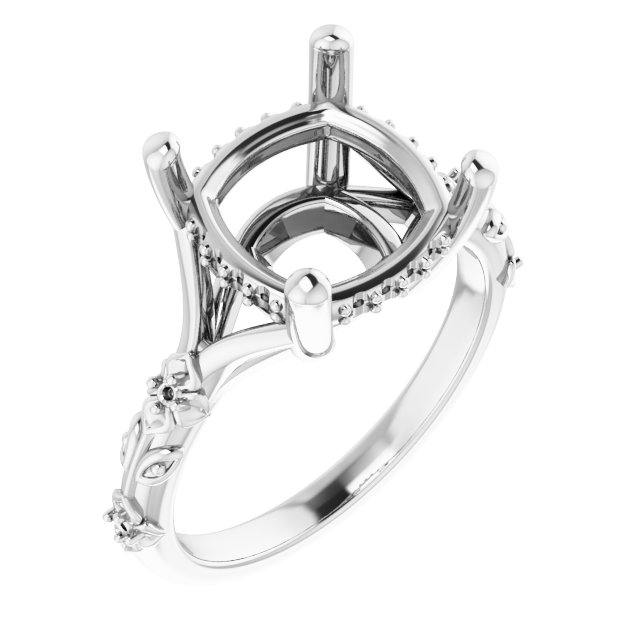 Accented Floral Engagement Ring