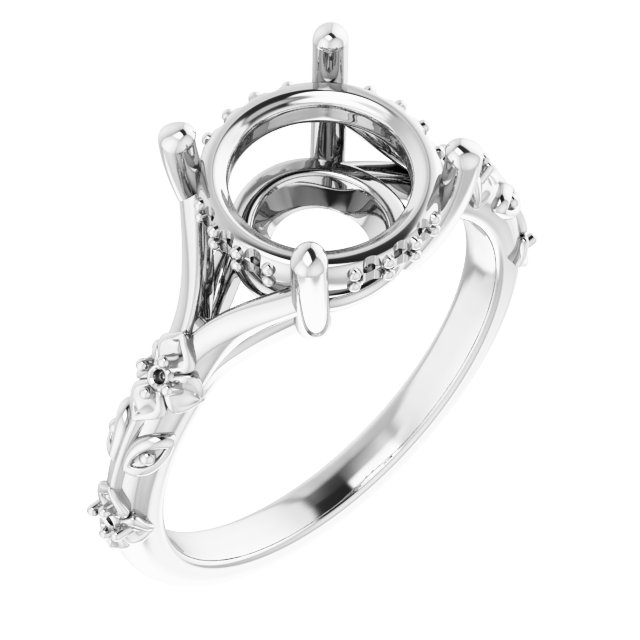 Accented Floral Engagement Ring