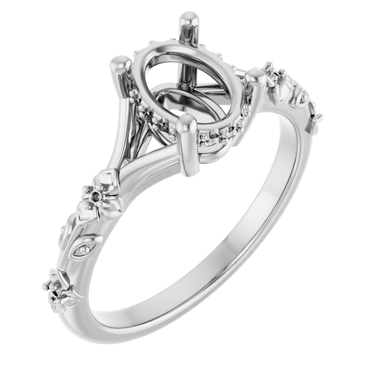 Accented Floral Engagement Ring