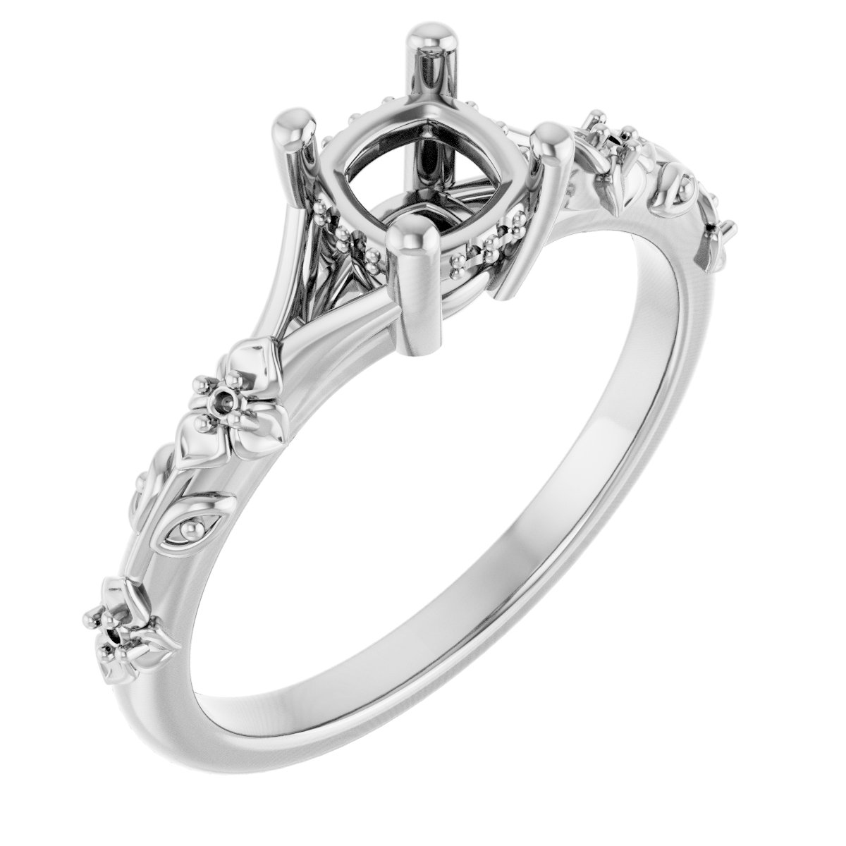 Accented Floral Engagement Ring