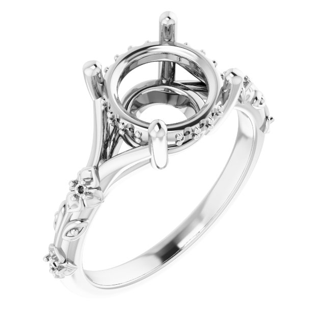 Accented Floral Engagement Ring