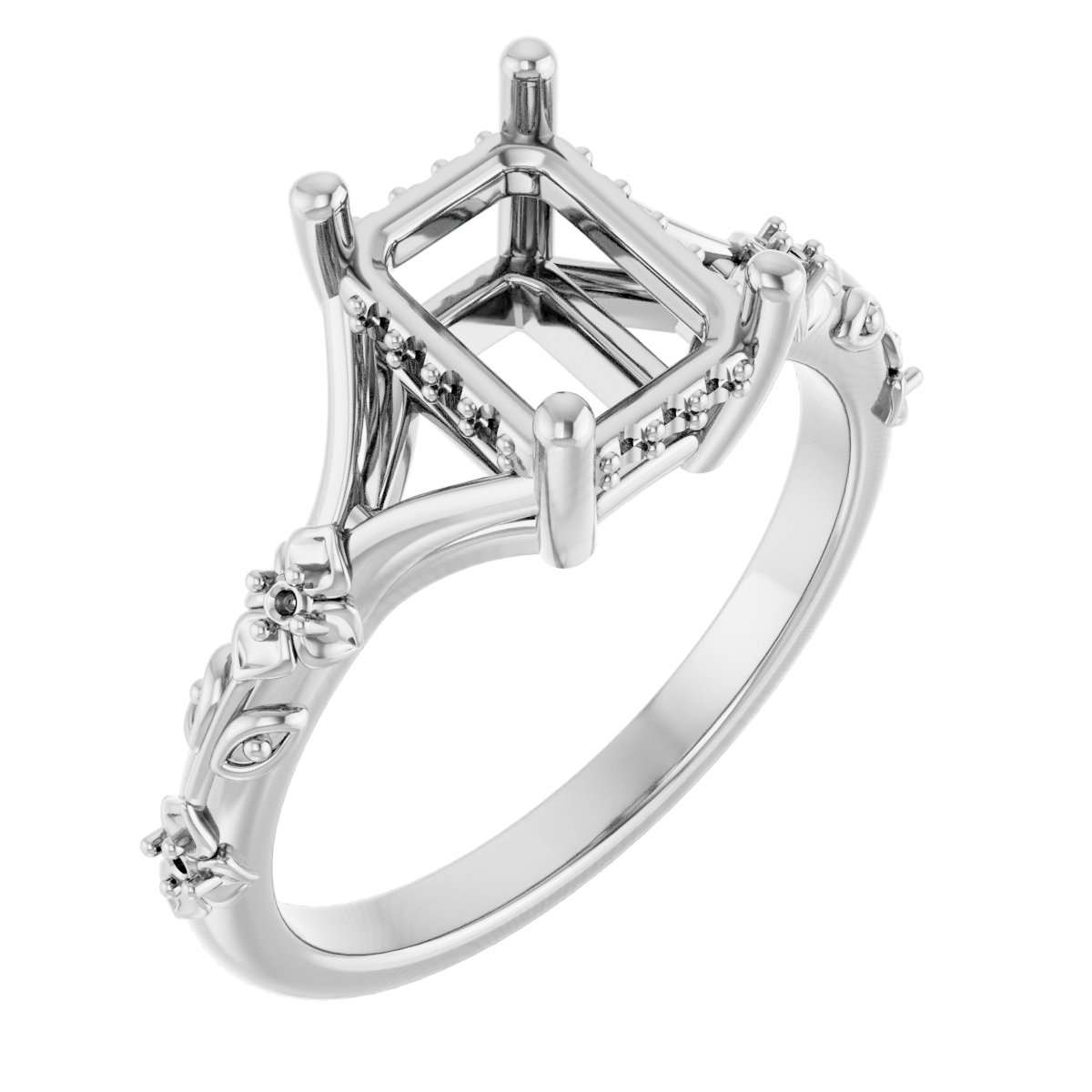 Accented Floral Engagement Ring